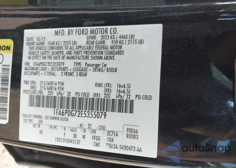 2014 Ford Fusion S from USA, damaged, VIN 1FA6P0G72E5355079